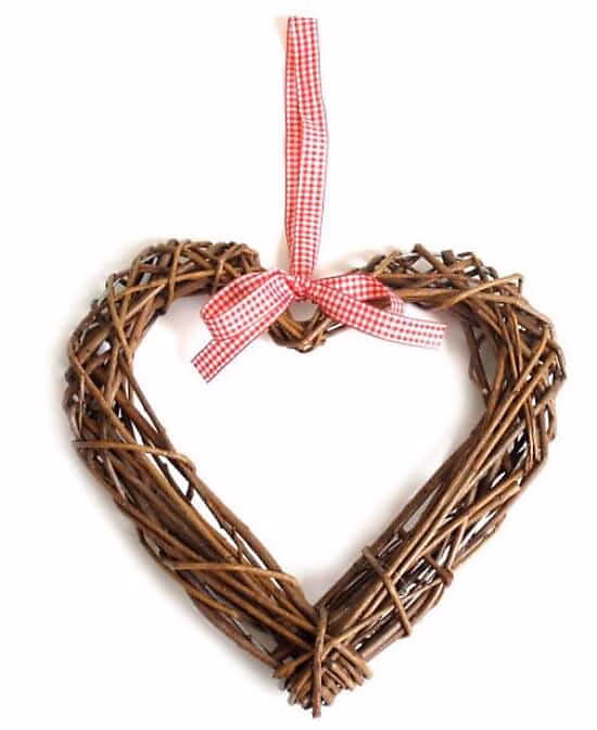 Coeur en osier 30x5x h30cm a suspendre naturel – décoration de la Saint | Valentin Lot de 2
