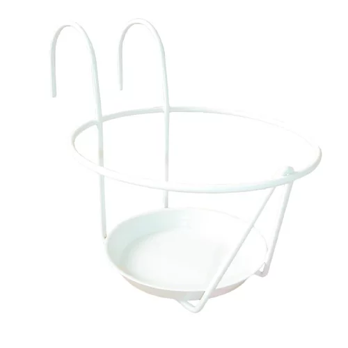 Porte pot avec soucoupe en métal blanc Ø 25 cm