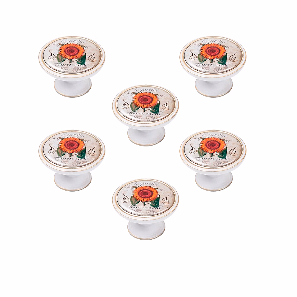 6 Un. bouton poignées de meuble Vintage Retro métal bronze patine blanc lavande provence – diamètre 37MM