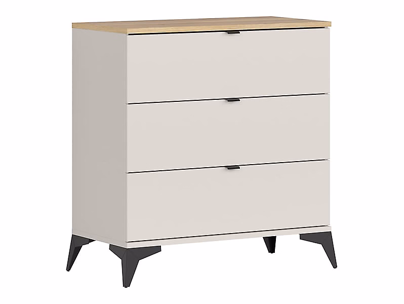 Commode 3 Tiroirs – coloris Chêne mauvella/Beige | Longueur 85 x Profondeur 41 | 5 x Hauteur 90 cm