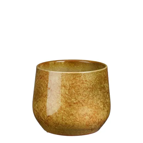 Pot rond coloris jaune en terre cuite Hugo Mica Decorations - 13,5 x Ø 16 cm