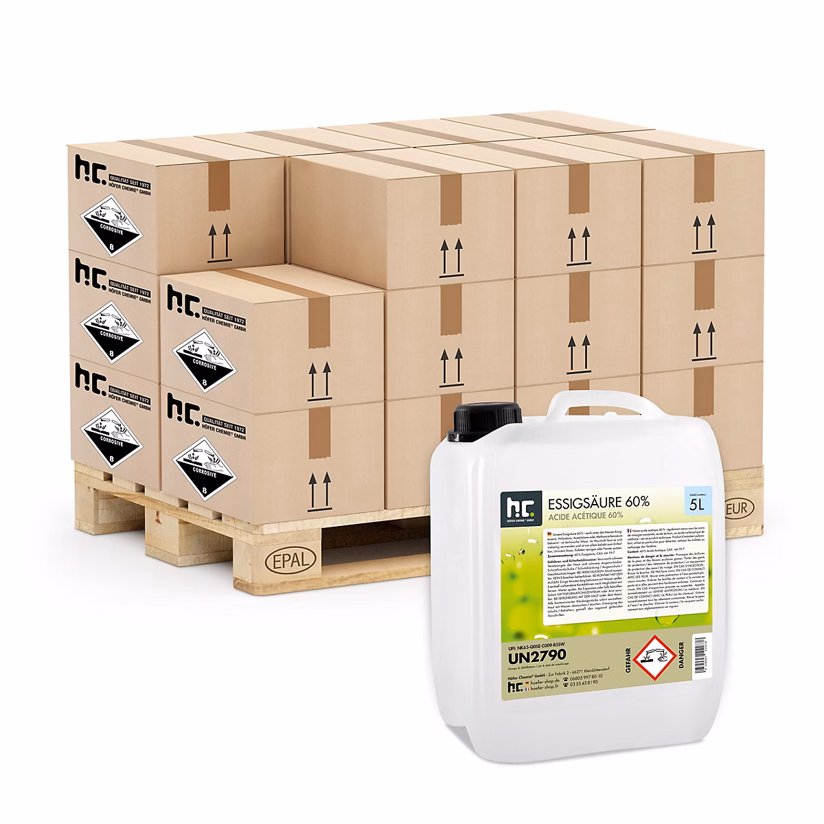 Acide Acétique 60 % – 96 × 5 L : Nettoyant Concentré, Et Économique Pour Un Usage Ménager Polyvalent