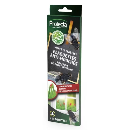 Plaquettes engluées anti-mouches pour vitres et fenêtres Protecta - Les 4 pièces
