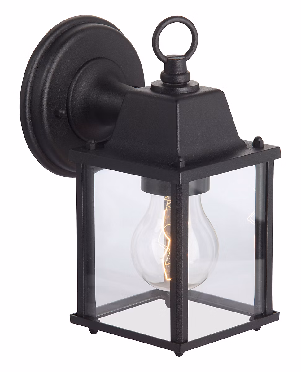 Applique murale d'extérieur IRVIN E27 60W noir métal/verre IP23 – ampoule non incluse