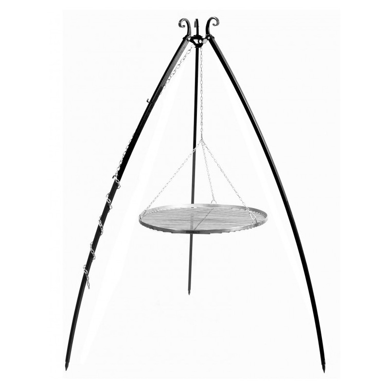 Barbecue sur trépied 200 cm - Grille suspendue 70 cm acier