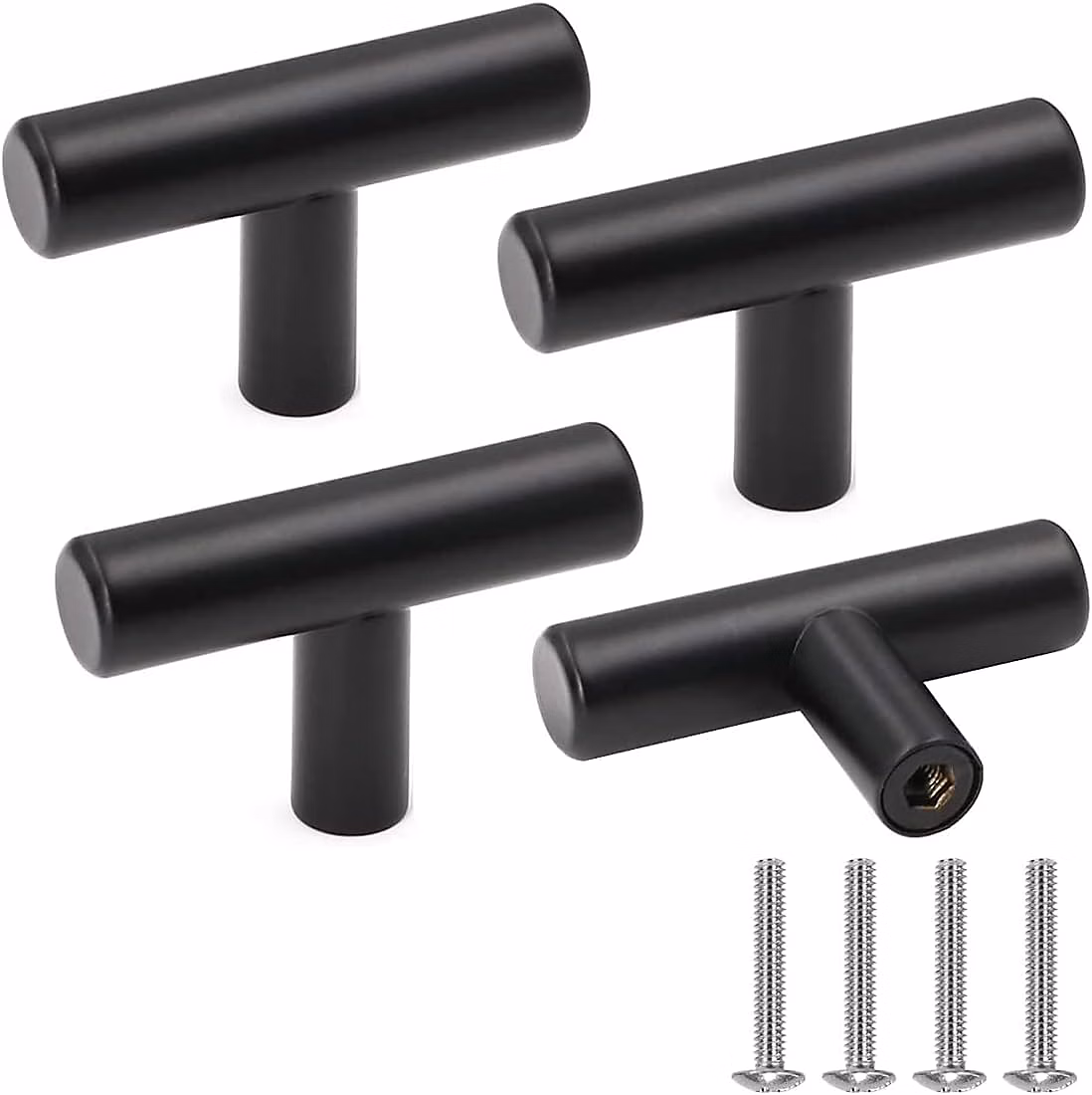 Bouton de Meuble – Poignée de Portes pour Placards en Acier Inoxydable Noir Boutons de Tiroir Vintage avec Vis pour Décoration