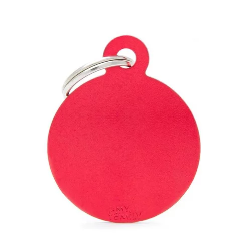 Médaille basic grand cercle pour chien en aluminium rouge