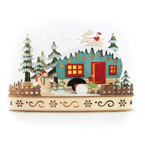 Scène roulotte décorative LED blanc chaud coloris multicolore - 28 x 10 x 19 cm