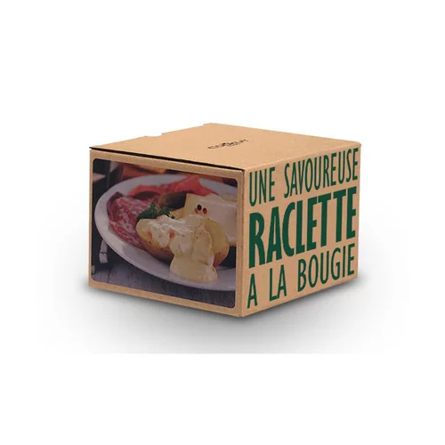 Raclette à la bougie pour 2 coloris vert en métal et bois - 14,5 x 14,5 x 6 cm
