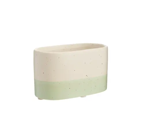 Jardinière duo Cactus coloris beige en céramique - 14 x 7 x 7,5 cm