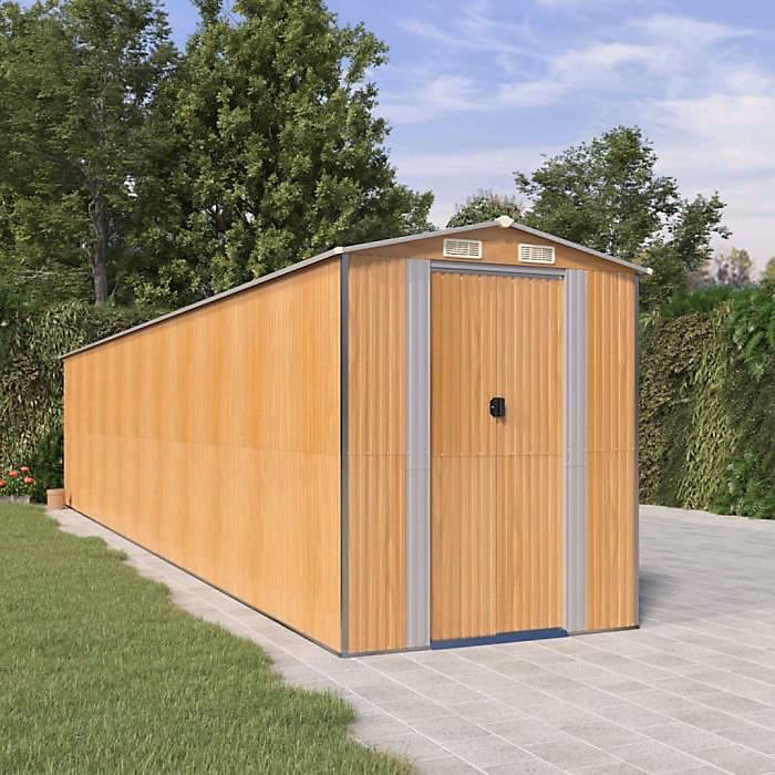 3147480 vidaXL Abri de jardin Marron clair 192 × 938 × 223 cm Acier galvanisé