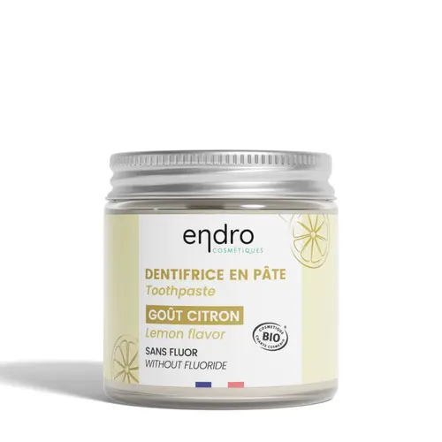 Dentifrice en pâte bio goût citron en pot en verre - 185 g