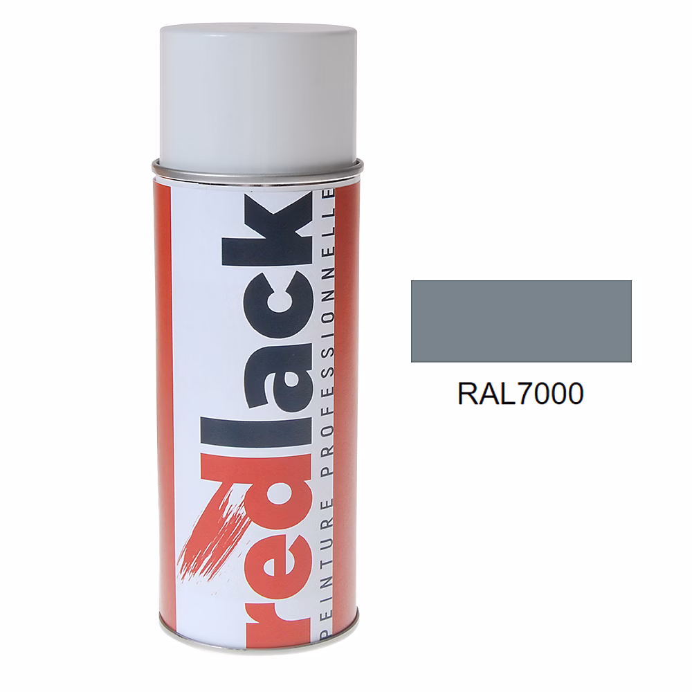 Bombe de peinture Aérosol – spray, 400ml, RAL 7000 Gris petit-gris, Brillant, multisupport, Redlack, RAL7000