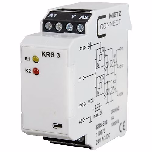 Commutateur de seuil KRS – E08 3 24 V AC/DC 1 inverseur | montage rail DIN | compact et léger