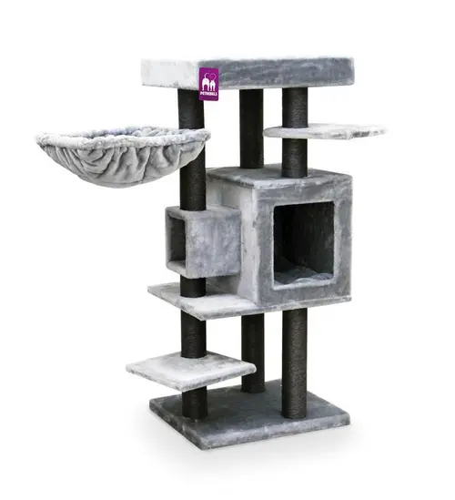 Arbre à chat coloris gris Petrebels Cleopatra 134 – 55 x 45 x 134 cm