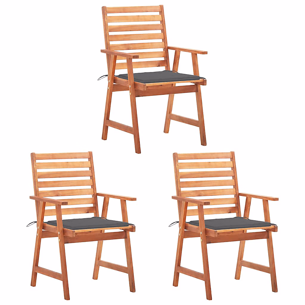 Chaises à manger d'extérieur lot de 3 et coussins Acacia massif vidaXL – Réf. BFKTVIDZZ6506998643