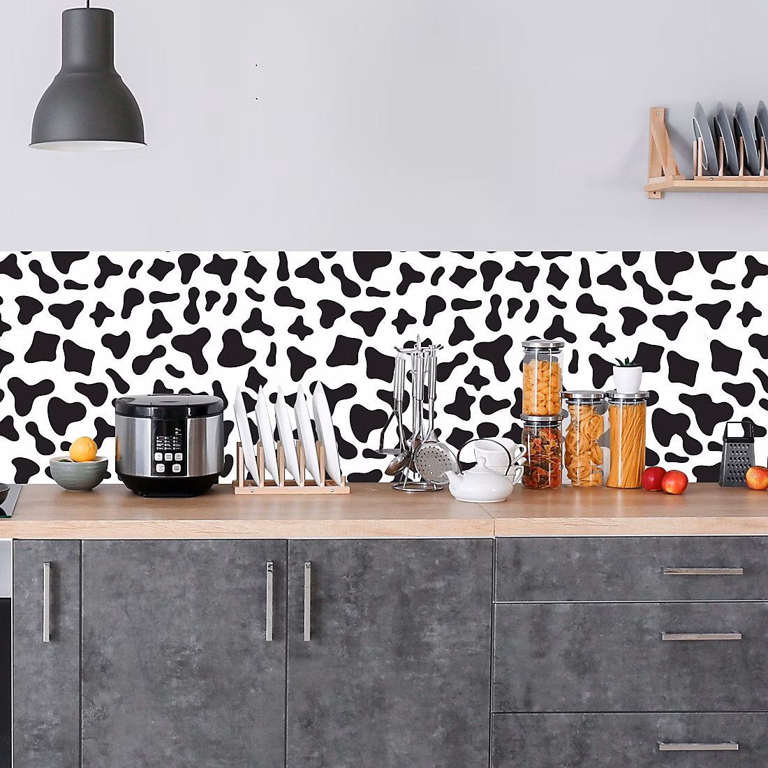 Crédence adhésive tâches de vache 60 × 300 cm