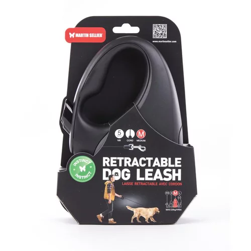 Laisse rétractable noire Instinct Cordon - taille M