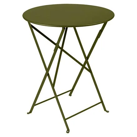 Table pliante Bistro coloris vert en acier - Ø 60 x 74 cm