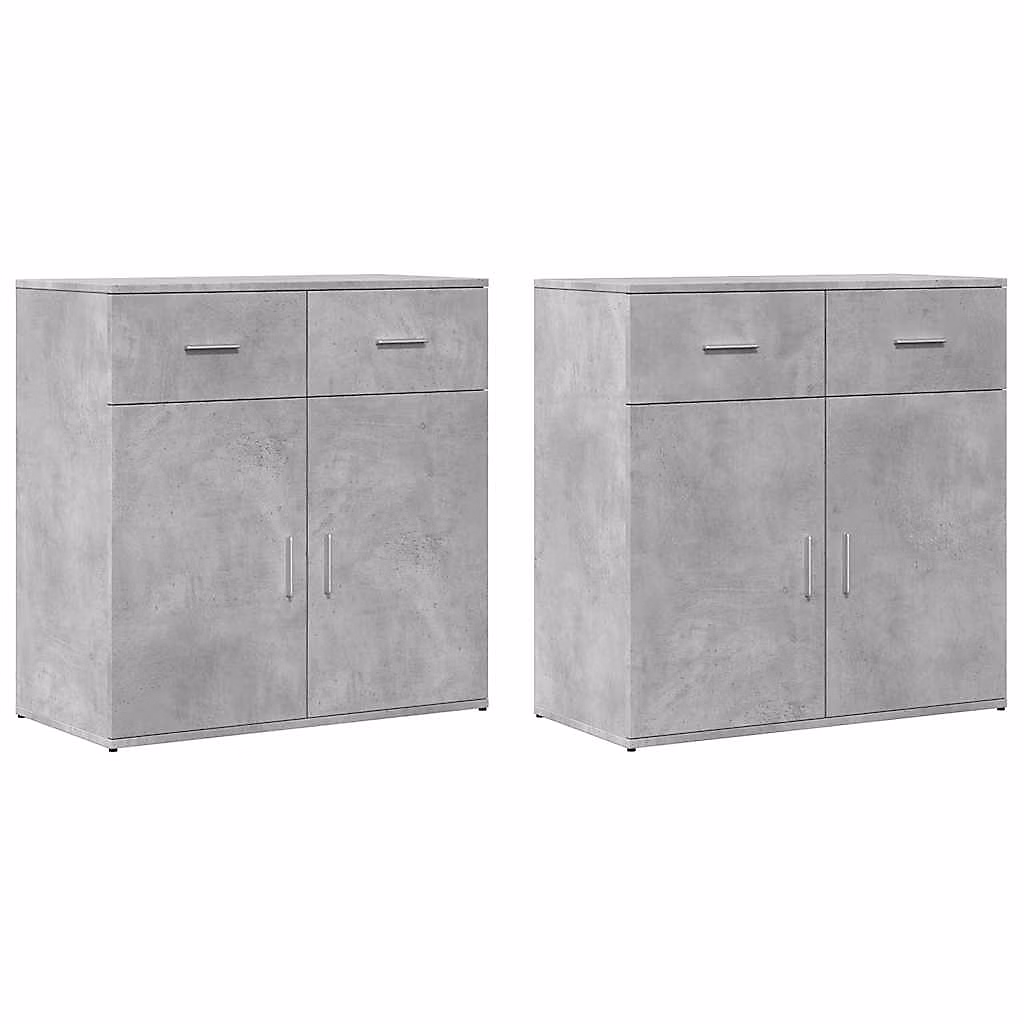 Buffets 2 pcs gris béton 79 × 38 × 80 cm bois d'ingénierie vidaXL