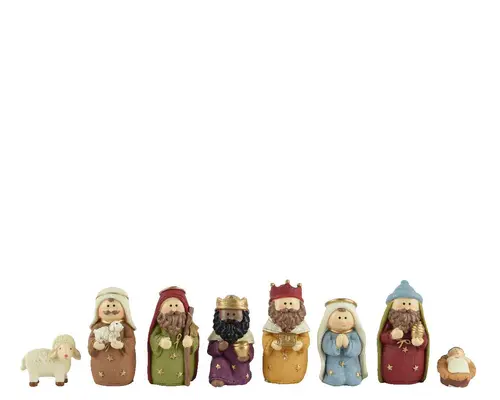 Ensemble de 8 personnages de nativité enfantine - 9,5 cm