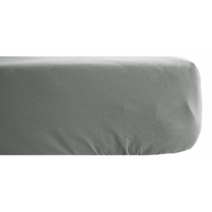 Drap housse Palace pur coton teint lavé 63 fils/cm² Vent du sud – Palace Acier, 160 × 200 cm bonnet de 35 cm