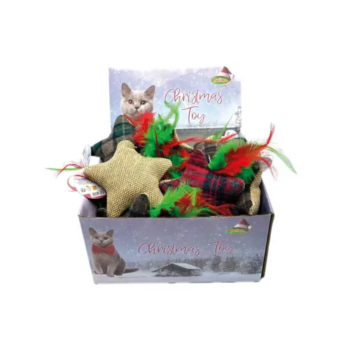 Peluche de Noël pour chat motif tartan coloris multicolore en forme d'étoile Bubimex - 11 cm