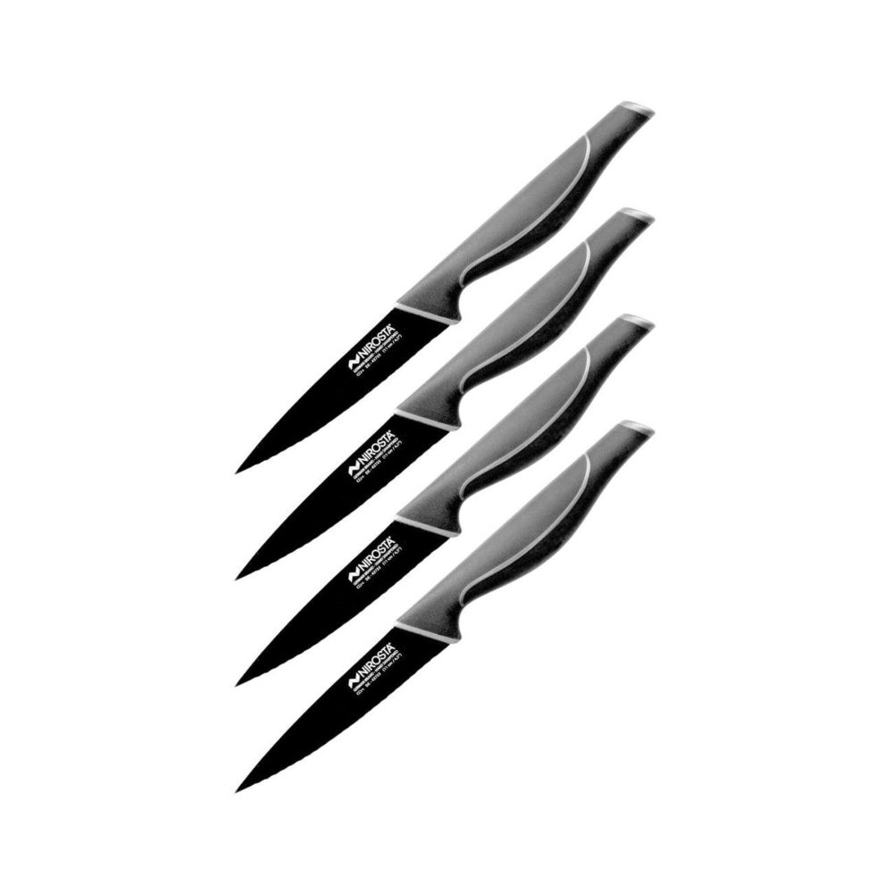 NIROSTA Set de 4 couteaux de cuisine crantés 23 cm en acier inoxydable nirosta black edition – 23 cm 11 cm