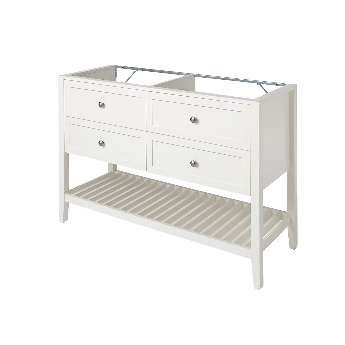 Meuble vasque – Ensemble meuble sous vasque blanc mat GoodHome Perma + plan vasque double en céramique blanc brillant L.120 cm GoodHome Endell