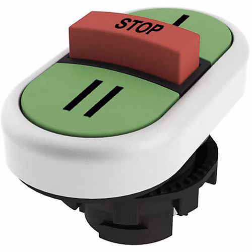 E21PTRS9AAAY Bouton – poussoir triple M22 chrome vert/rouge/vert éclairage LED