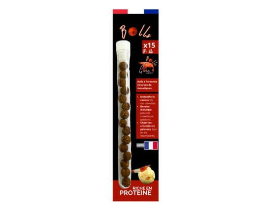 Complément alimentaire pour invertébrés et poissons balls protéines artémia et larves de moustique Gioiashrimp - X 15