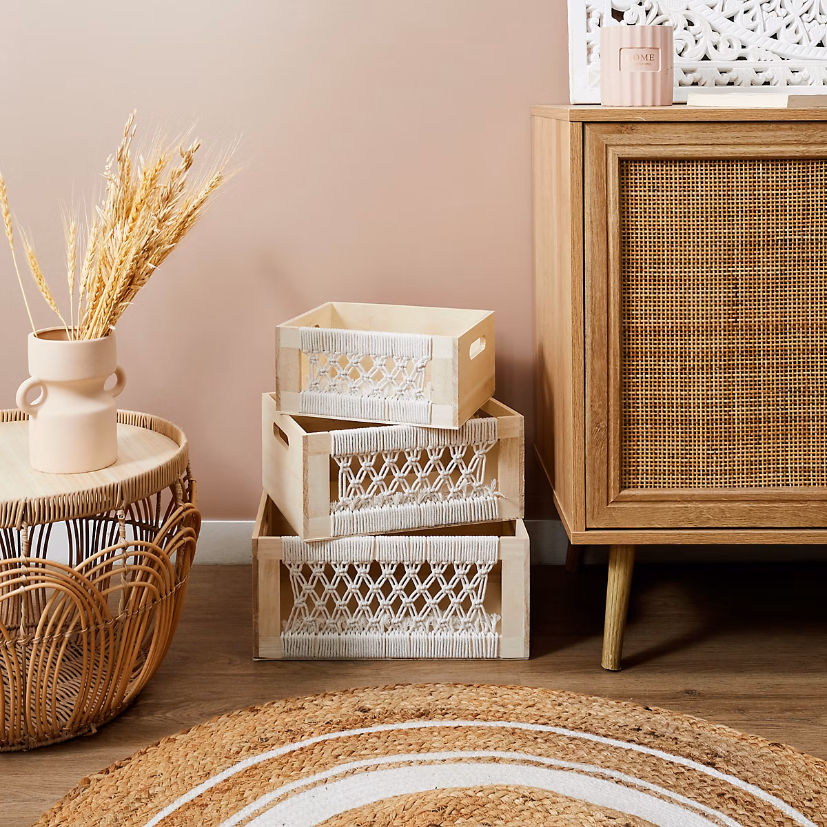 Caisse Bois Gigogne – HOME DECO FACTORY, Boho, Beige
