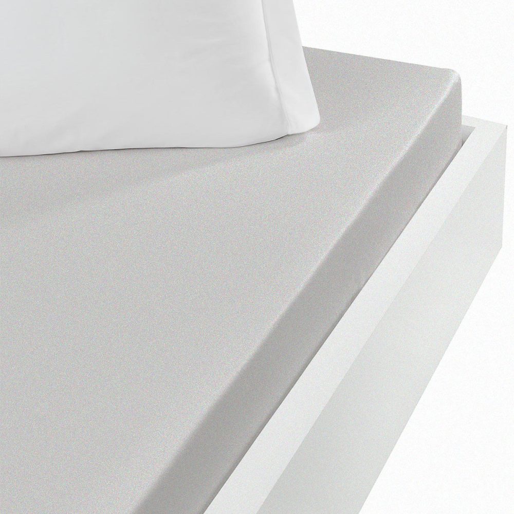 Drap housse jersey coton peigné extensible bonnet 30 cm Gris Perle 90 × 200 cm MANHATTAN