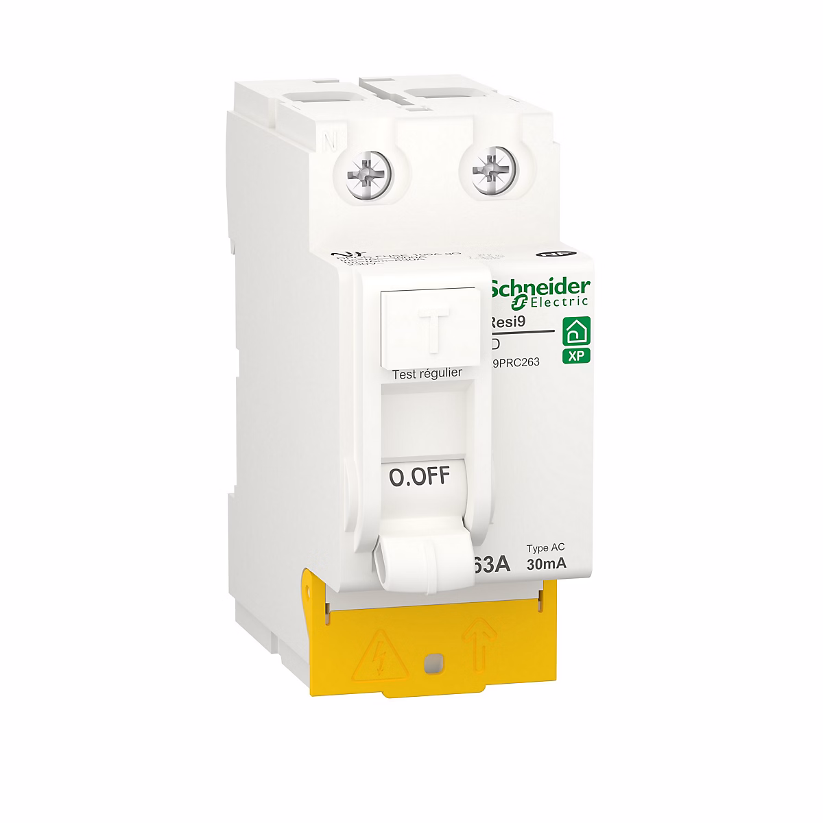 Interrupteur différentiel peignable 30mA 63A type AC Schneider Electric Resi9 XP – Réf. OIYZATQWH6611963602