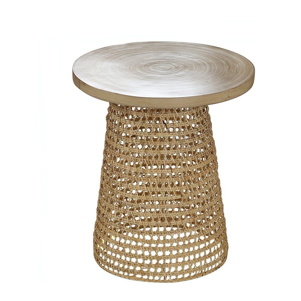 Table – Bout de canapé plateau bambou pied rotin