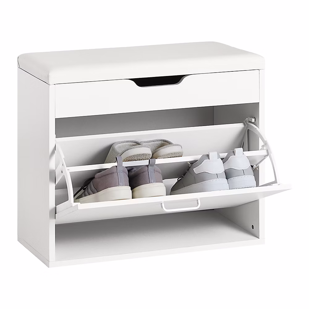 Banc à Chaussures Meuble d'entrée 1 abattant avec Assise – FSR95-W, SoBuy