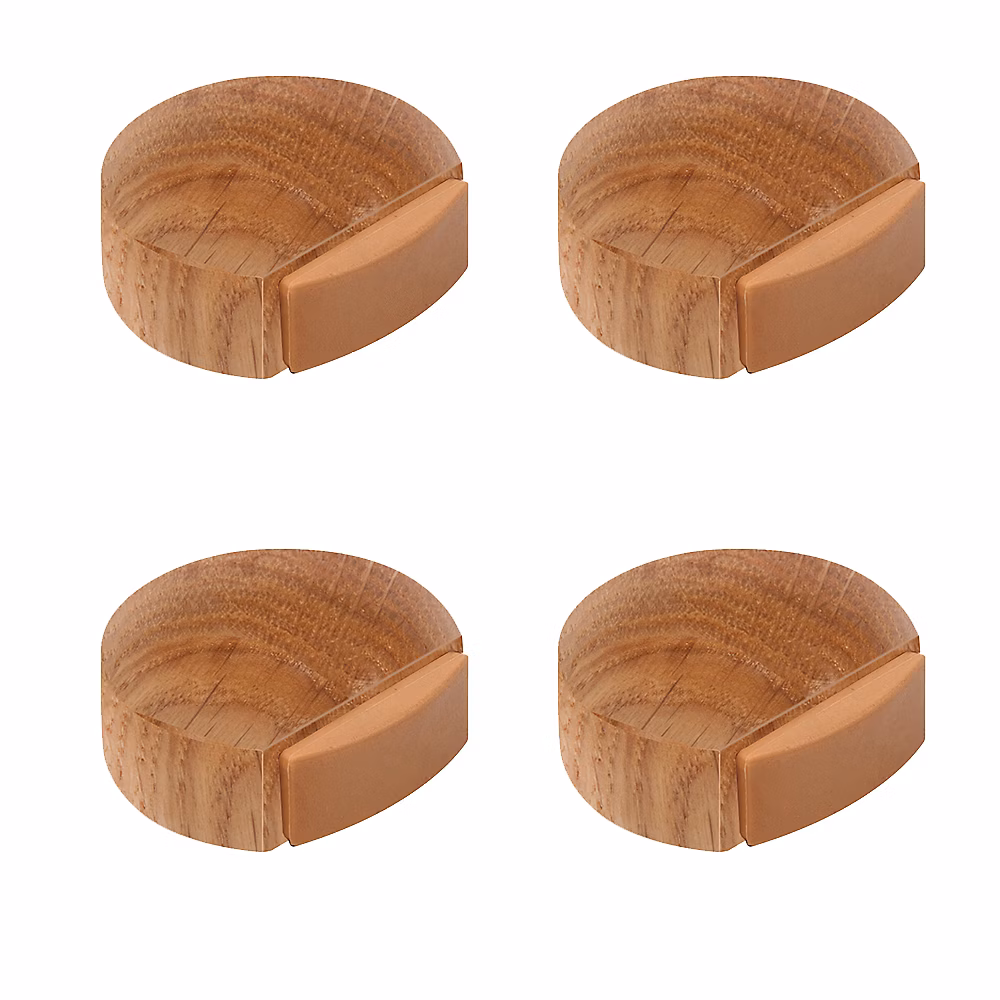 4 Un. Butée de porte adhésive en bois de chêne naturel 45 × 42MM