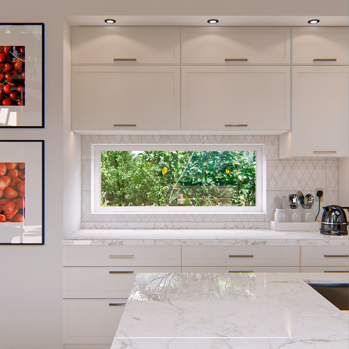Fenêtre fixe double vitrage GoodHome en aluminium blanc l.153 x H.62 cm | Fenêtre