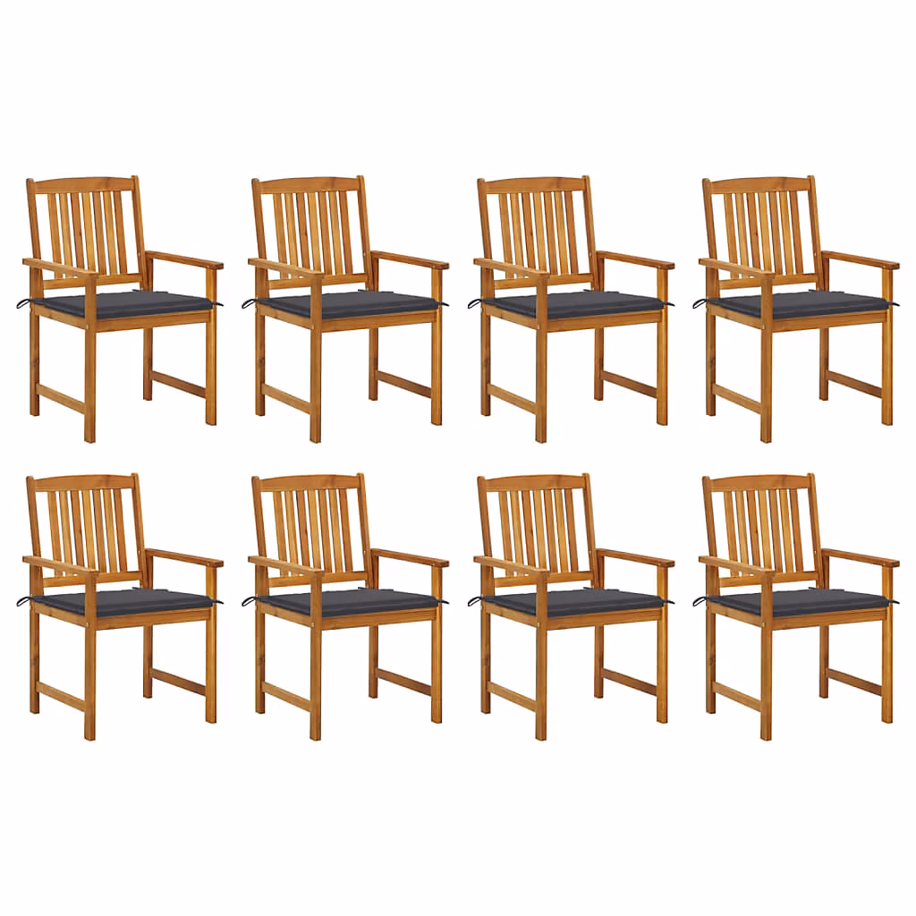 Chaises de jardin avec coussins Bois d'acacia solide vidaXL – lot de 8 – Réf. ZQIGFXPPC3074083658