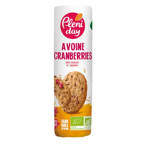 Sablés bio avoine et cranberries Pleniday - 250 g