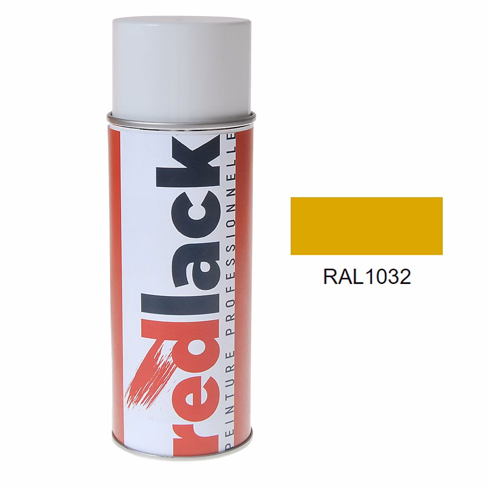 Bombe de peinture Aérosol – spray | 400ml | RAL 1032 Jaune genêt | Mat | multisupport | Redlack | RAL1032