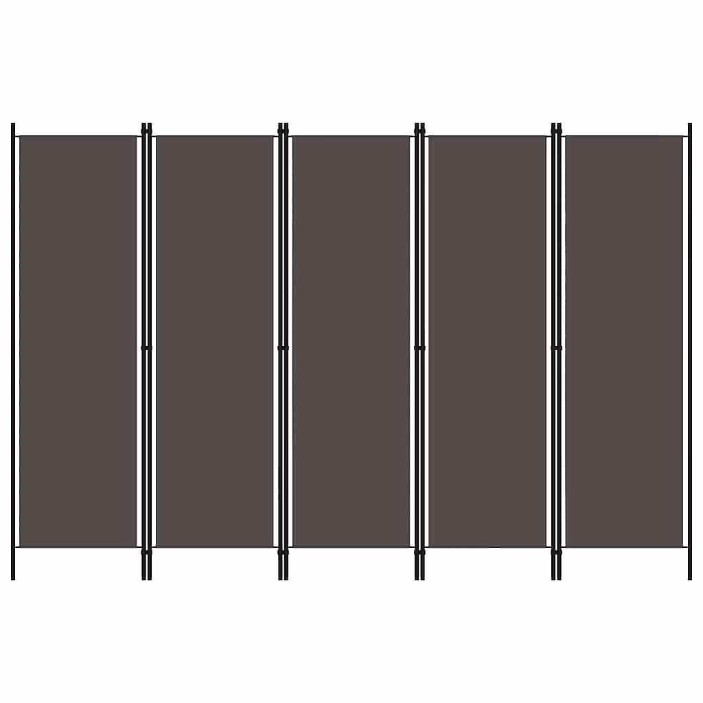 Cloison de séparation 5 panneaux Anthtracite 250 × 180 cm vidaXL