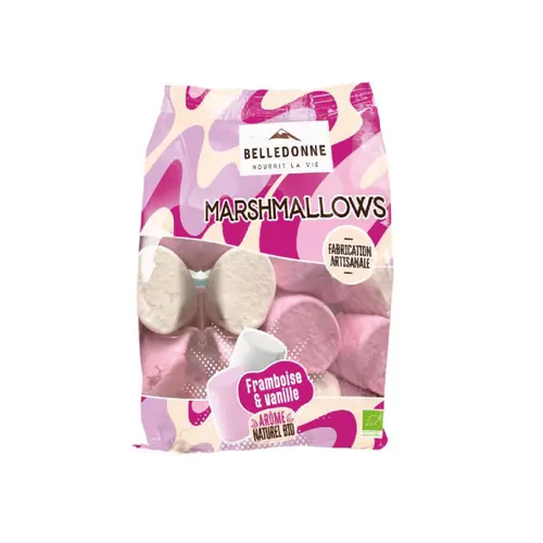 Guimauve marshmallows goût framboise vanille Belledonne - 150 g