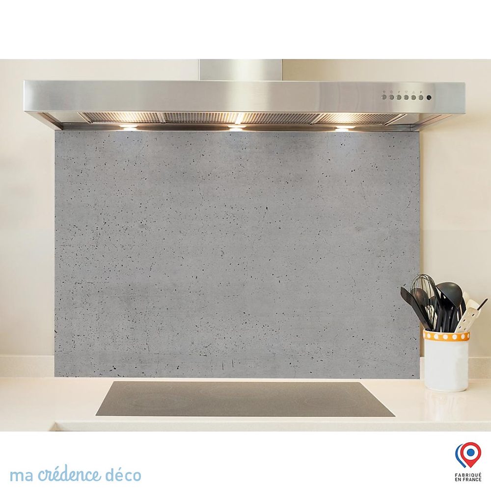 Crédence cuisine fond de hotte Béton brut 2 – Verre trempé, L 70 cm x H 60 cm, MaCrédenceDéco