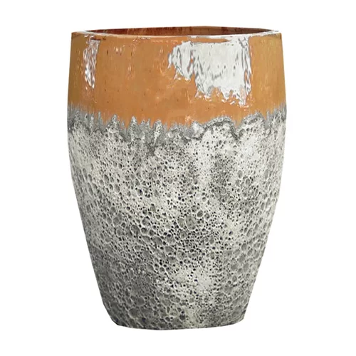 Jarre en grès émaillé gris/jaune miel Decolines Leon - Ø 59 x H 68 cm
