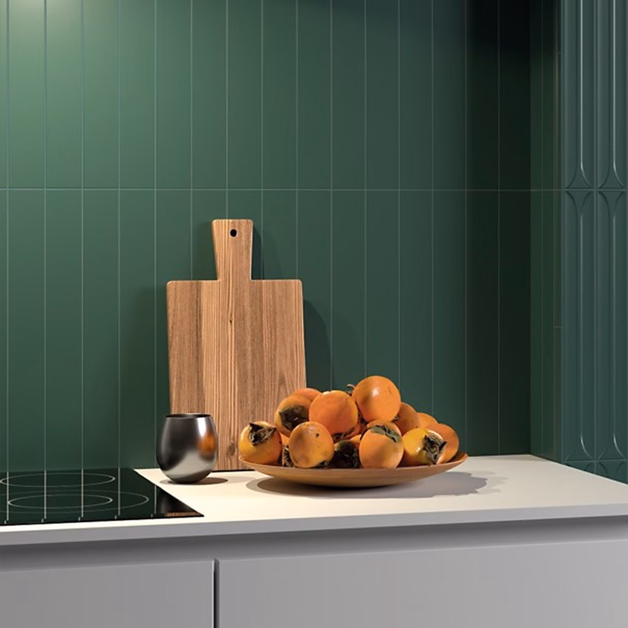 Carrelage effet zellige 5 × 40 cm HOPP LAUREL GREEN