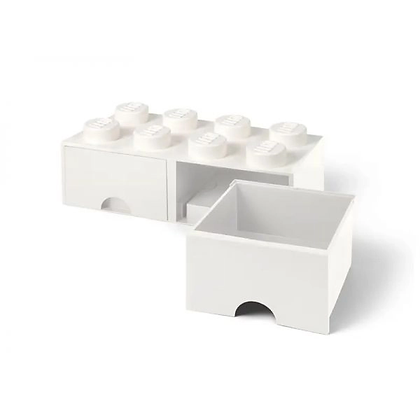 Brique de Rangement LEGO 2 tiroirs 8 picots – Blanc
