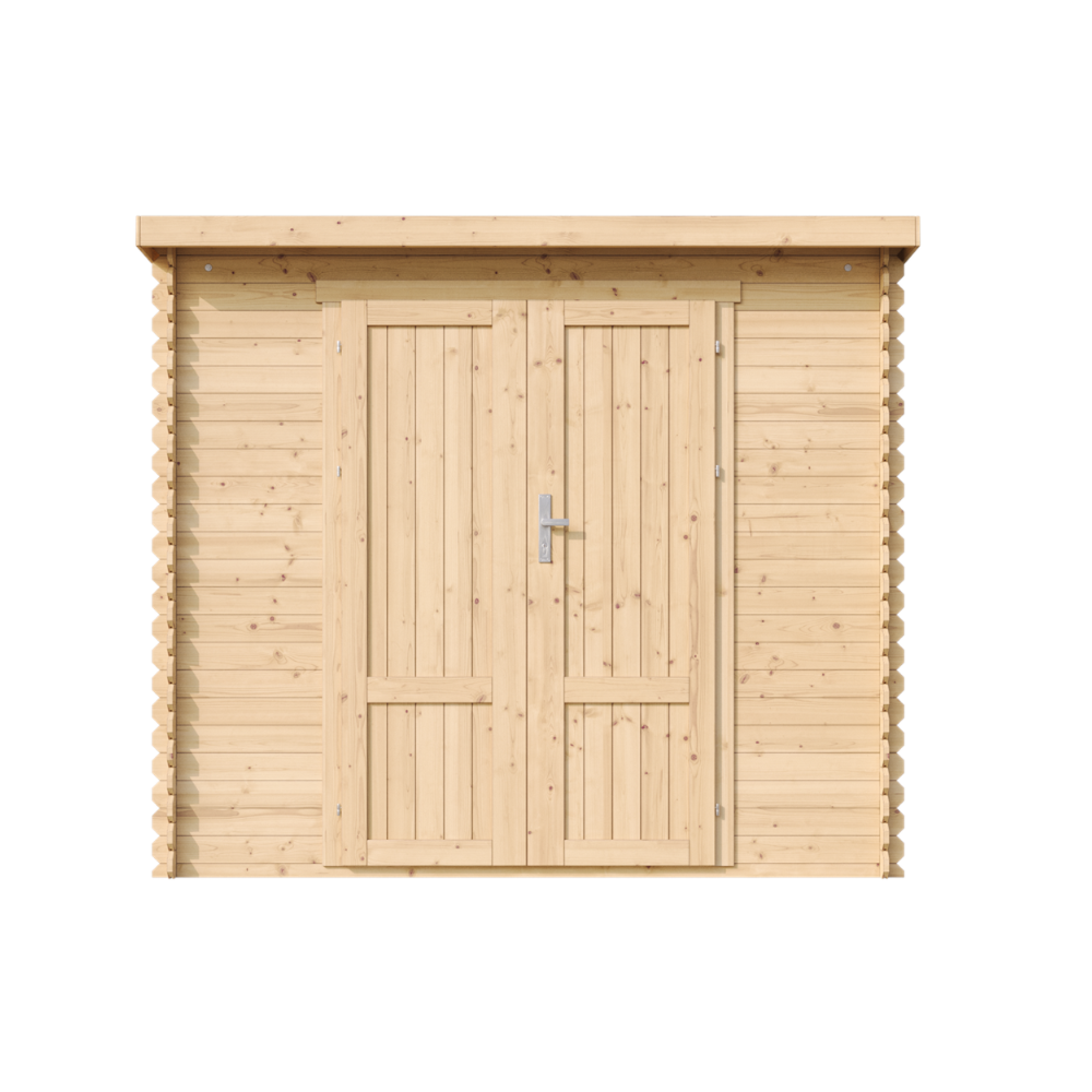 TIMBELA Abri De Jardin En Bois 2,63 m² Sol Imprégné, Portes À Panneaux M310F1+M310G – 34 mm 19 mm