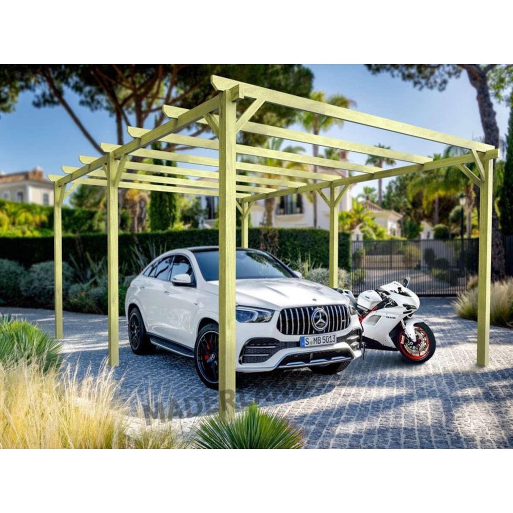 JARDIDECO Carport en bois nanterre 600 x 300 cm - maderland – Aménagement du jardin