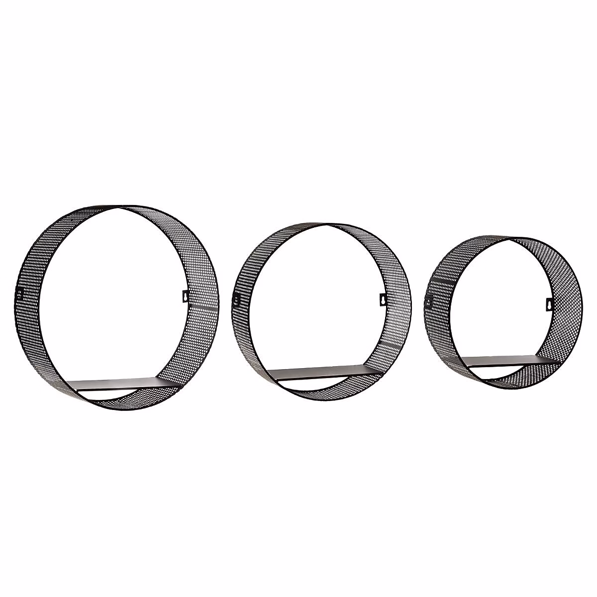 Étagère murale ronde Atmosphera P.10 cm noir – lot de 3